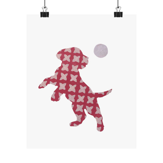 Silhouette POD - Playing Puppy Pink - Matte Vertical Posters
