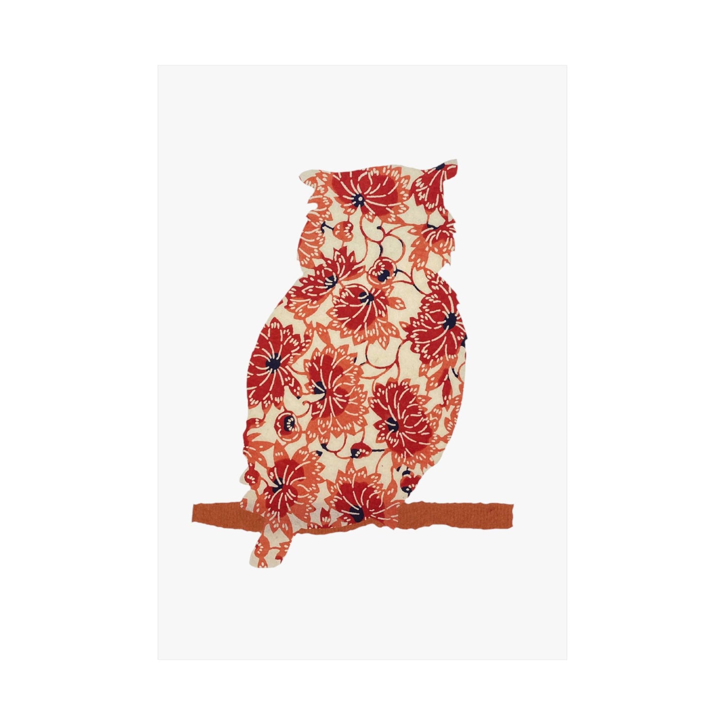 Silhouette POD - Owl in orange floral - Matte Vertical Posters