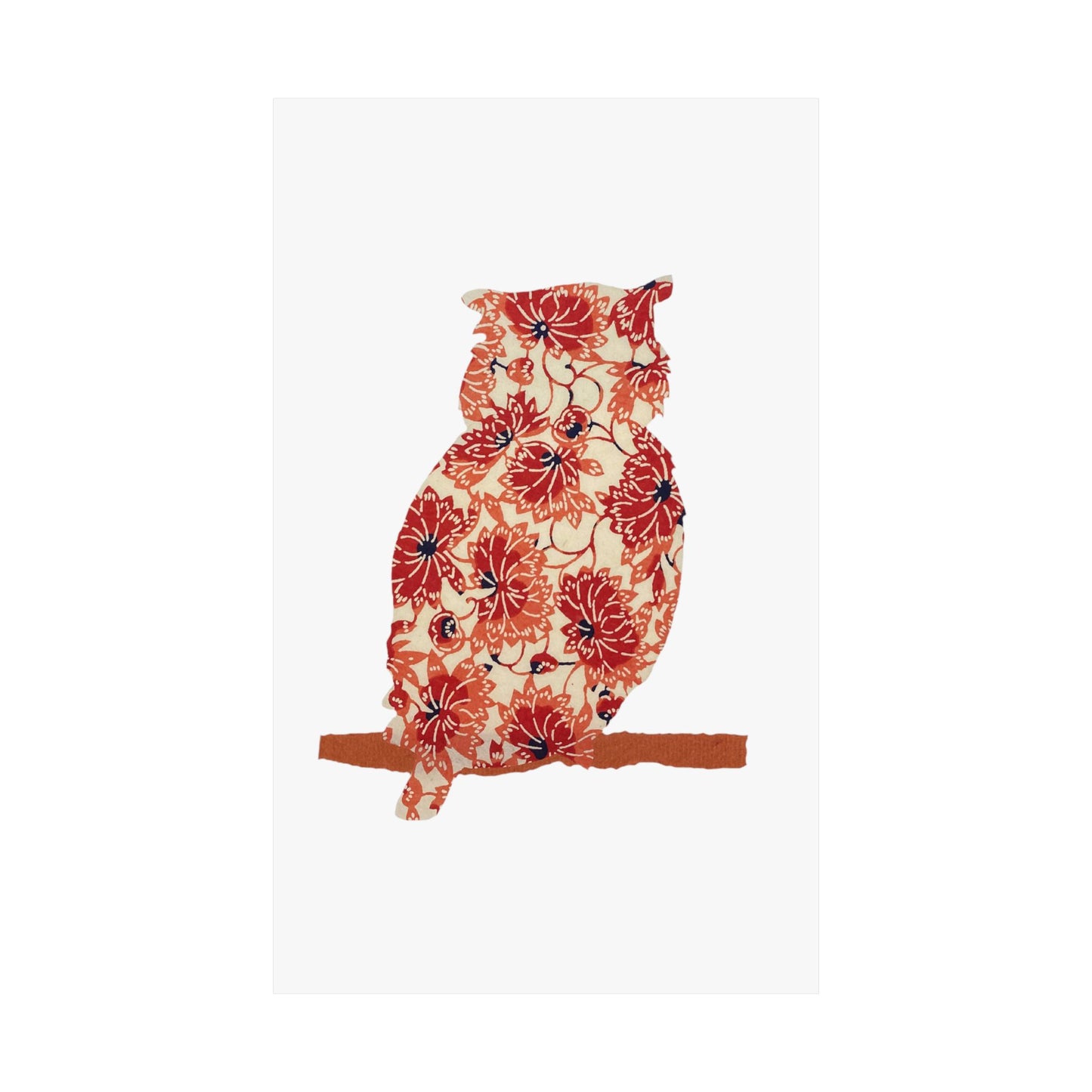 Silhouette POD - Owl in orange floral - Matte Vertical Posters