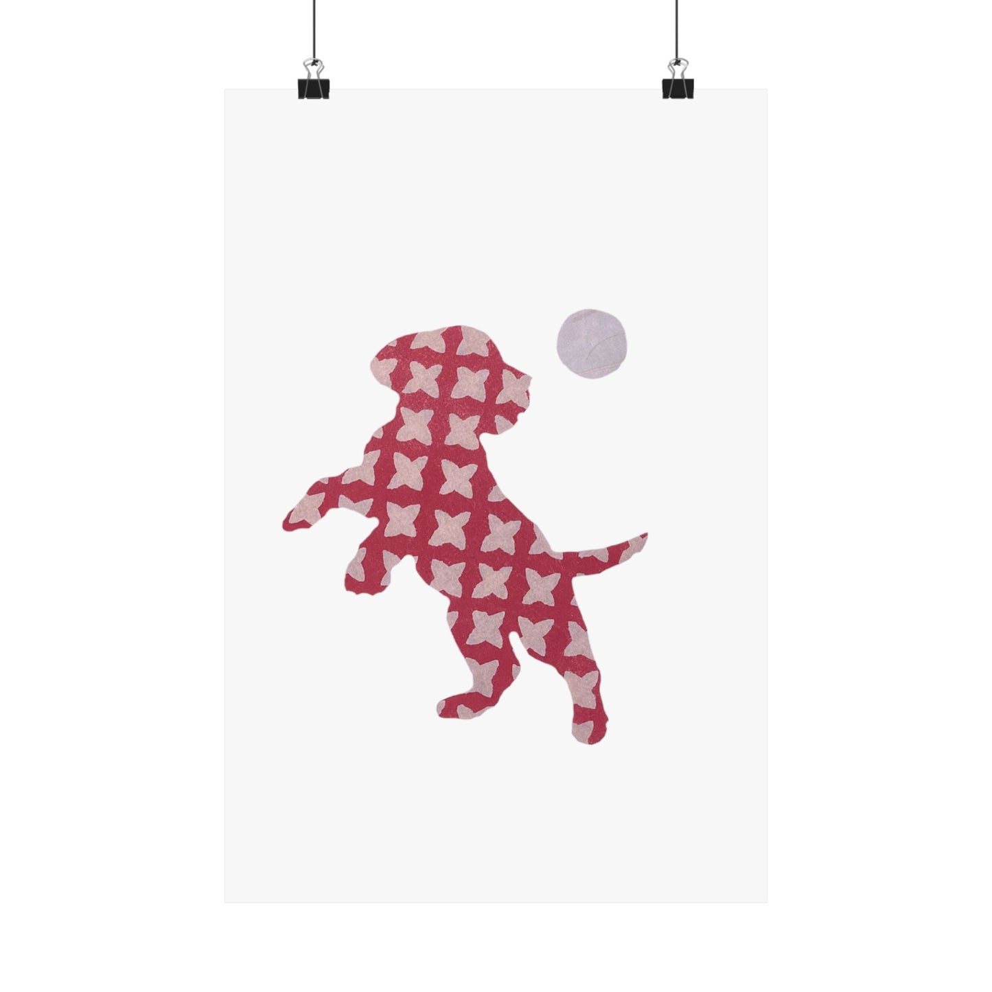 Silhouette POD - Playing Puppy Pink - Matte Vertical Posters