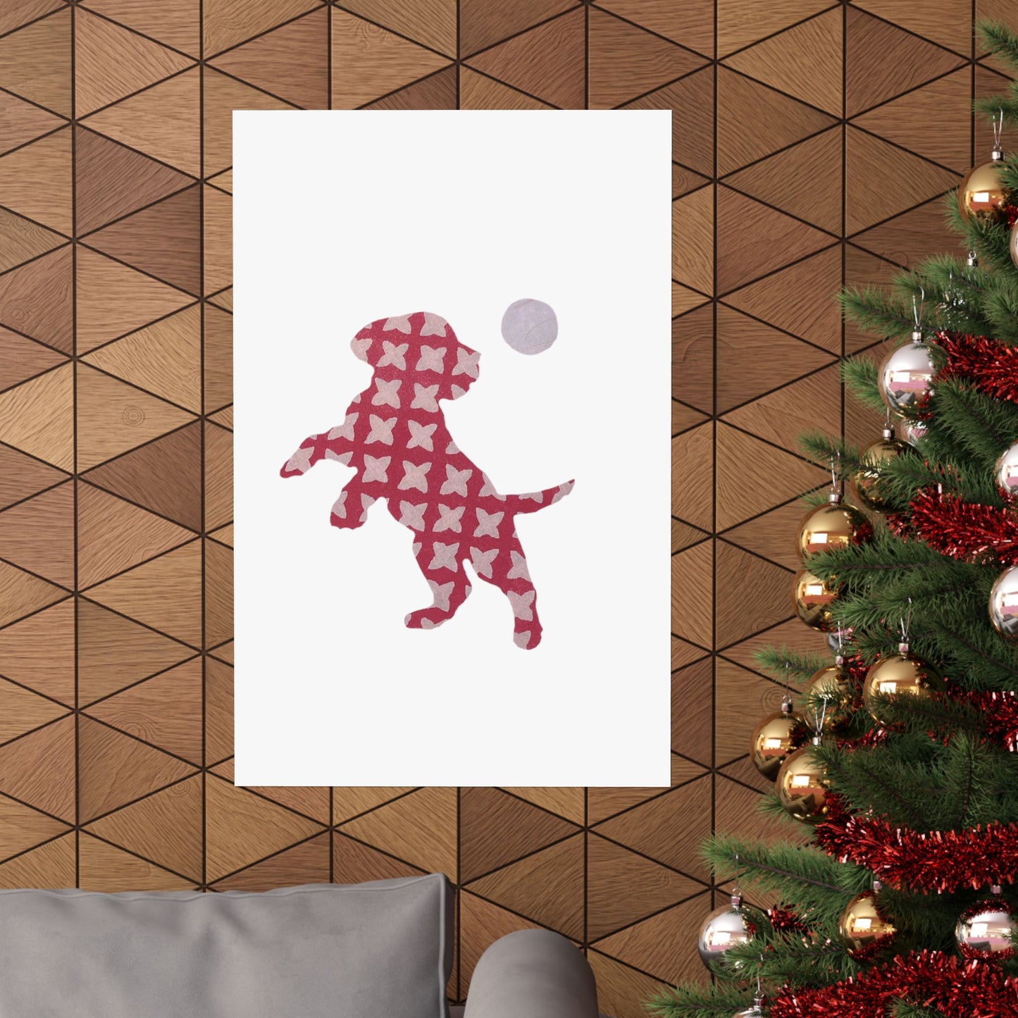 Silhouette POD - Playing Puppy Pink - Matte Vertical Posters