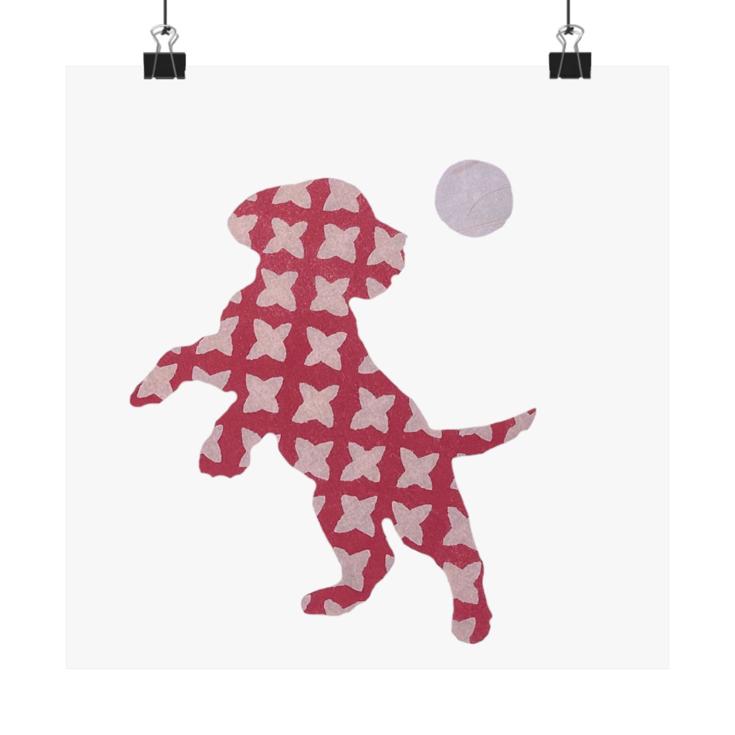 Silhouette POD - Playing Puppy Pink - Matte Vertical Posters