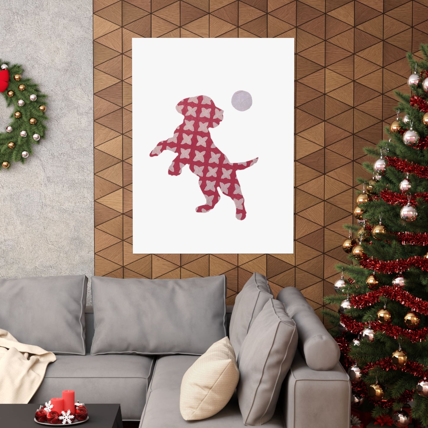Silhouette POD - Playing Puppy Pink - Matte Vertical Posters