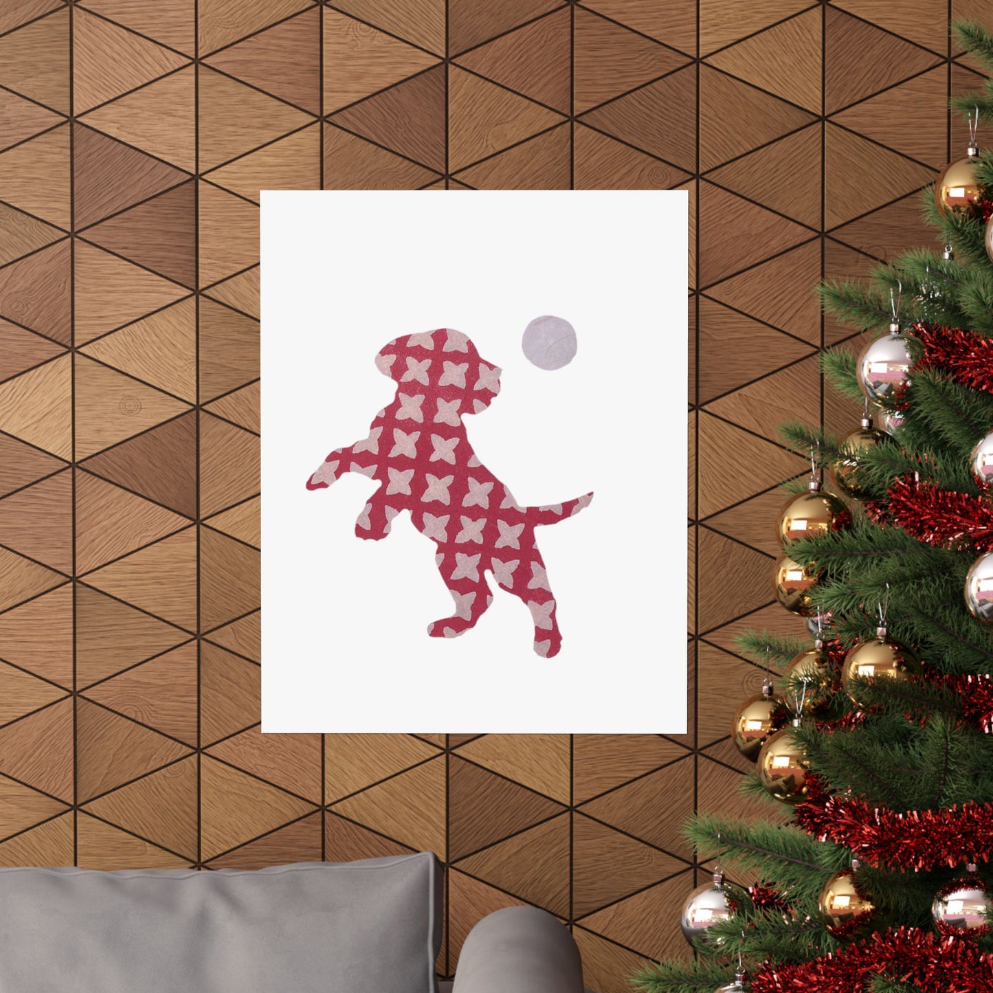 Silhouette POD - Playing Puppy Pink - Matte Vertical Posters