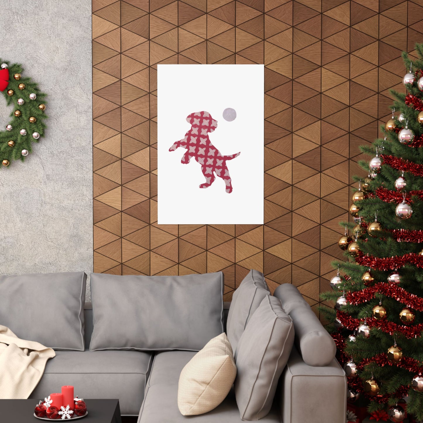 Silhouette POD - Playing Puppy Pink - Matte Vertical Posters