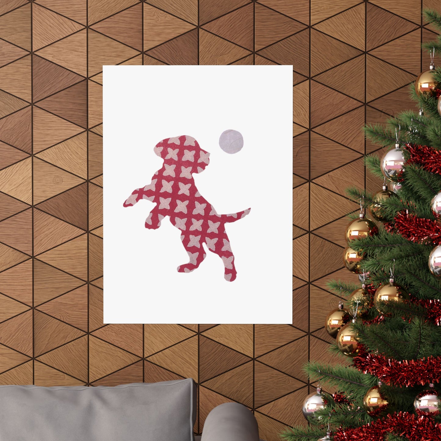 Silhouette POD - Playing Puppy Pink - Matte Vertical Posters