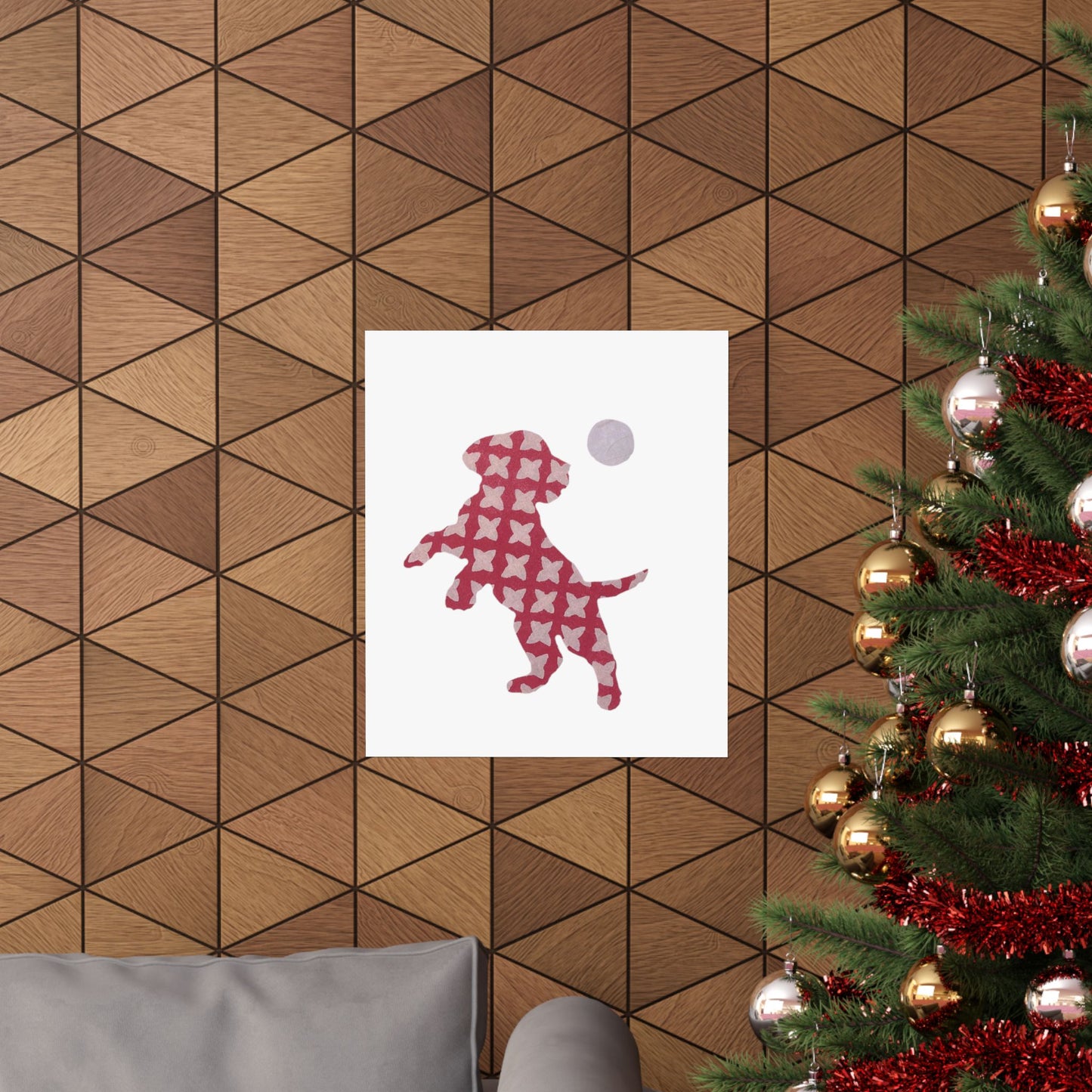 Silhouette POD - Playing Puppy Pink - Matte Vertical Posters