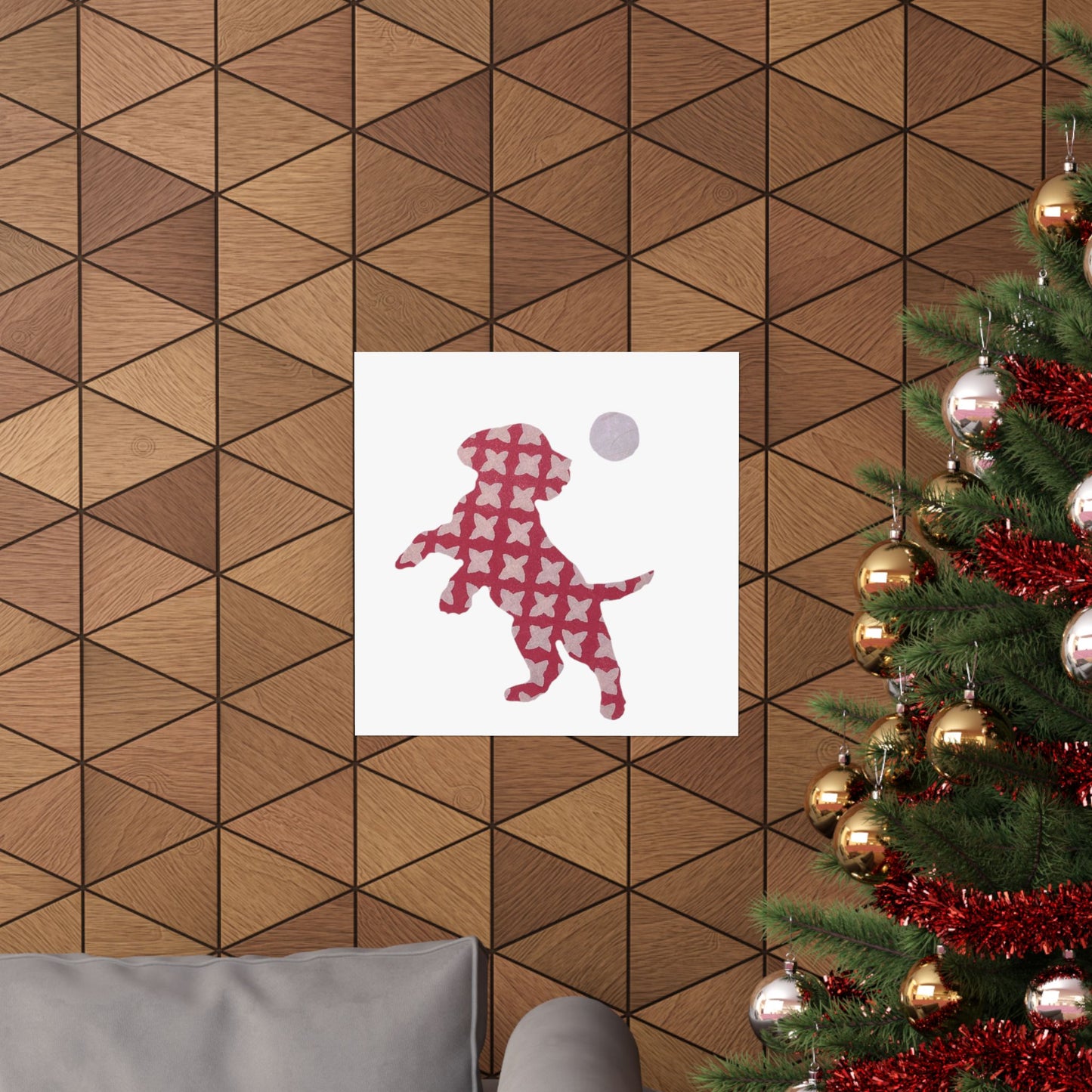 Silhouette POD - Playing Puppy Pink - Matte Vertical Posters