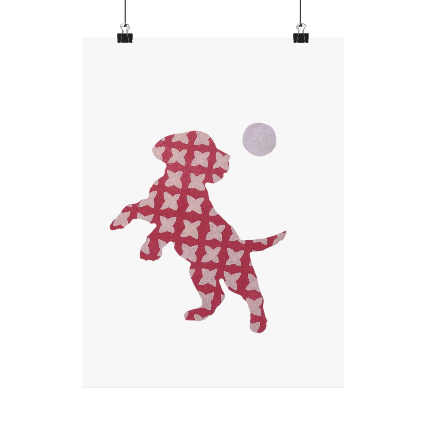 Silhouette POD - Playing Puppy Pink - Matte Vertical Posters