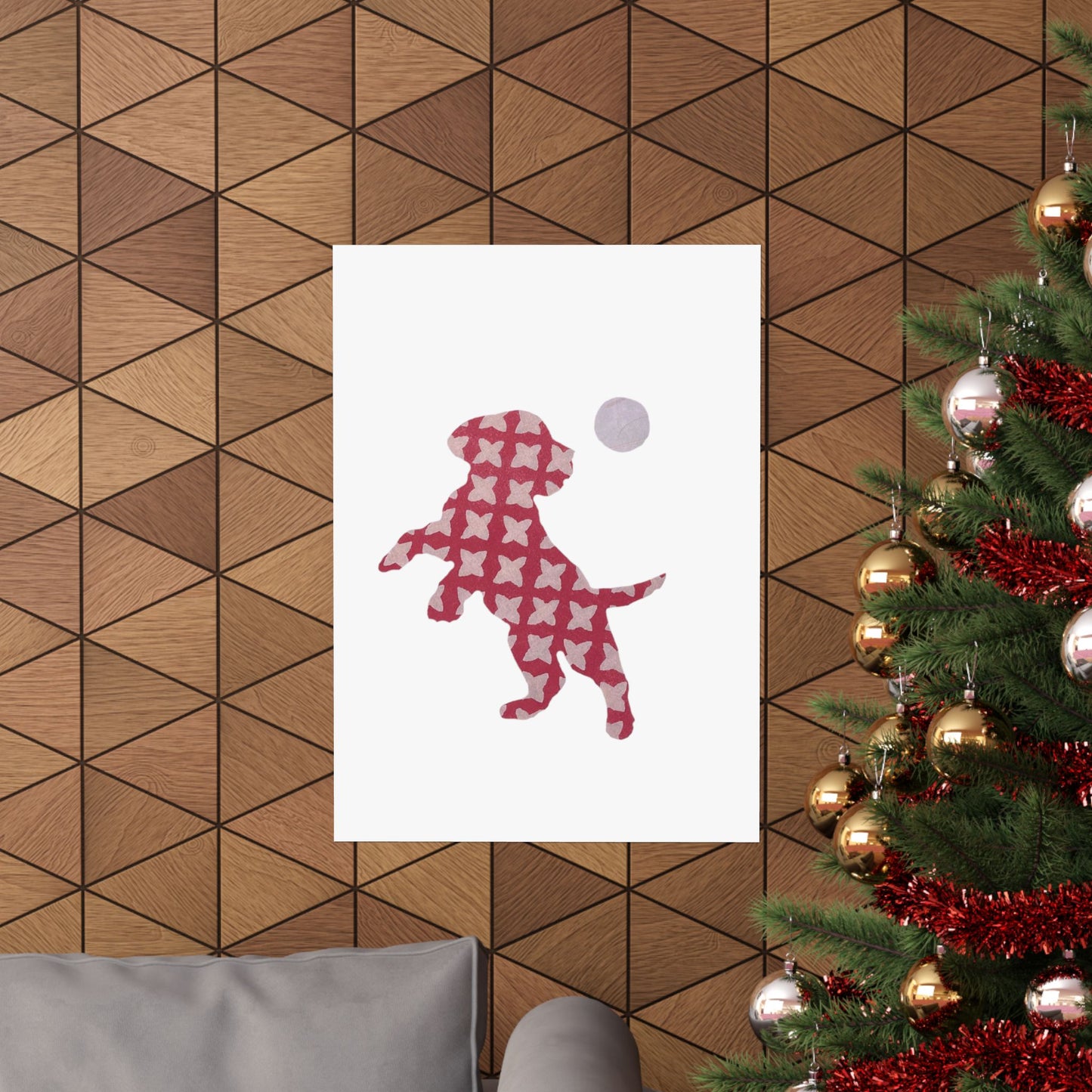 Silhouette POD - Playing Puppy Pink - Matte Vertical Posters