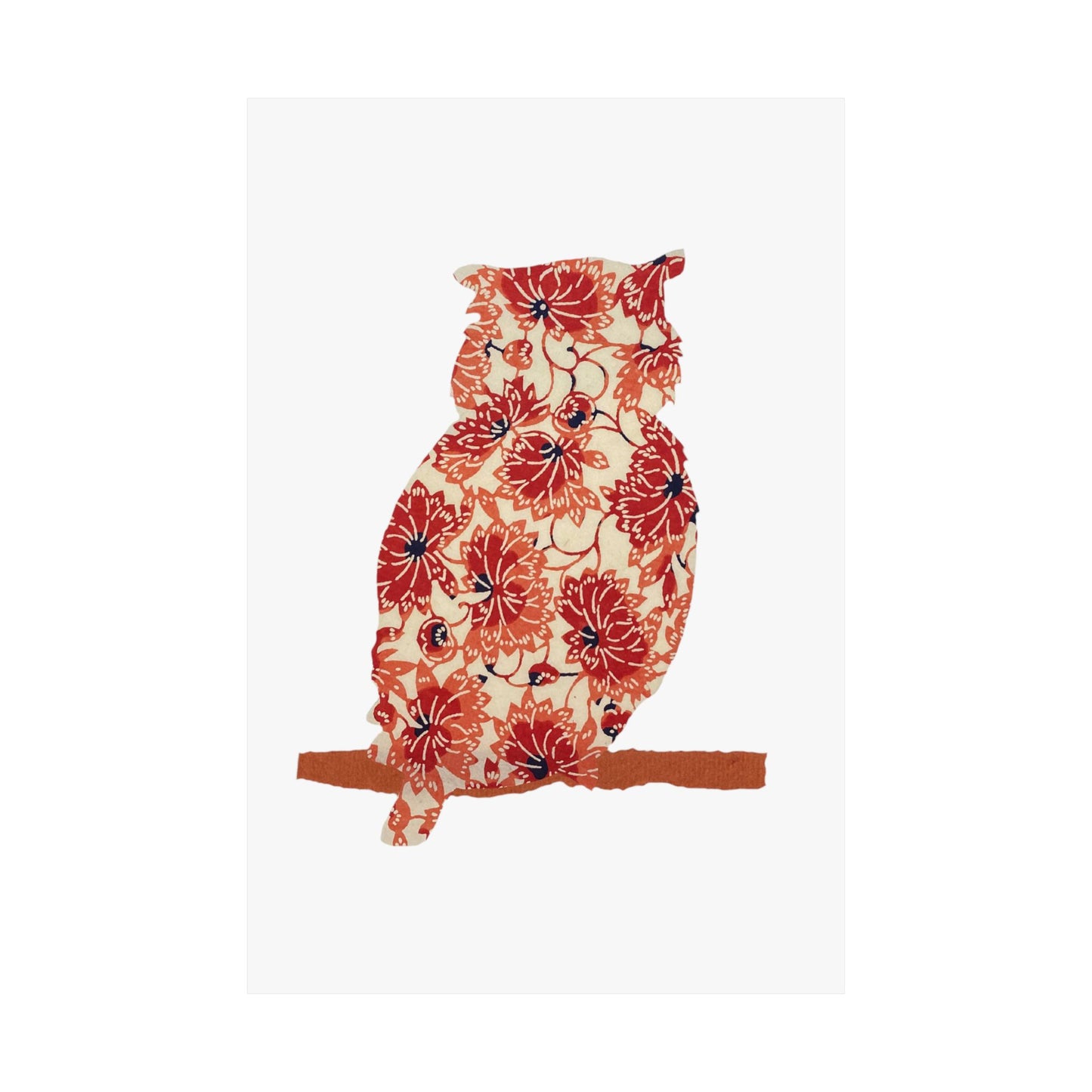 Silhouette POD - Owl in orange floral - Matte Vertical Posters