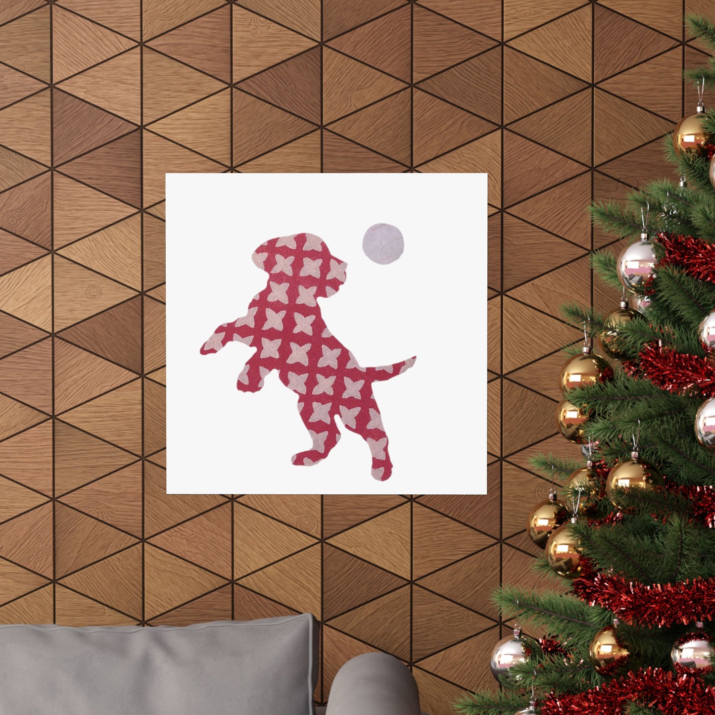 Silhouette POD - Playing Puppy Pink - Matte Vertical Posters