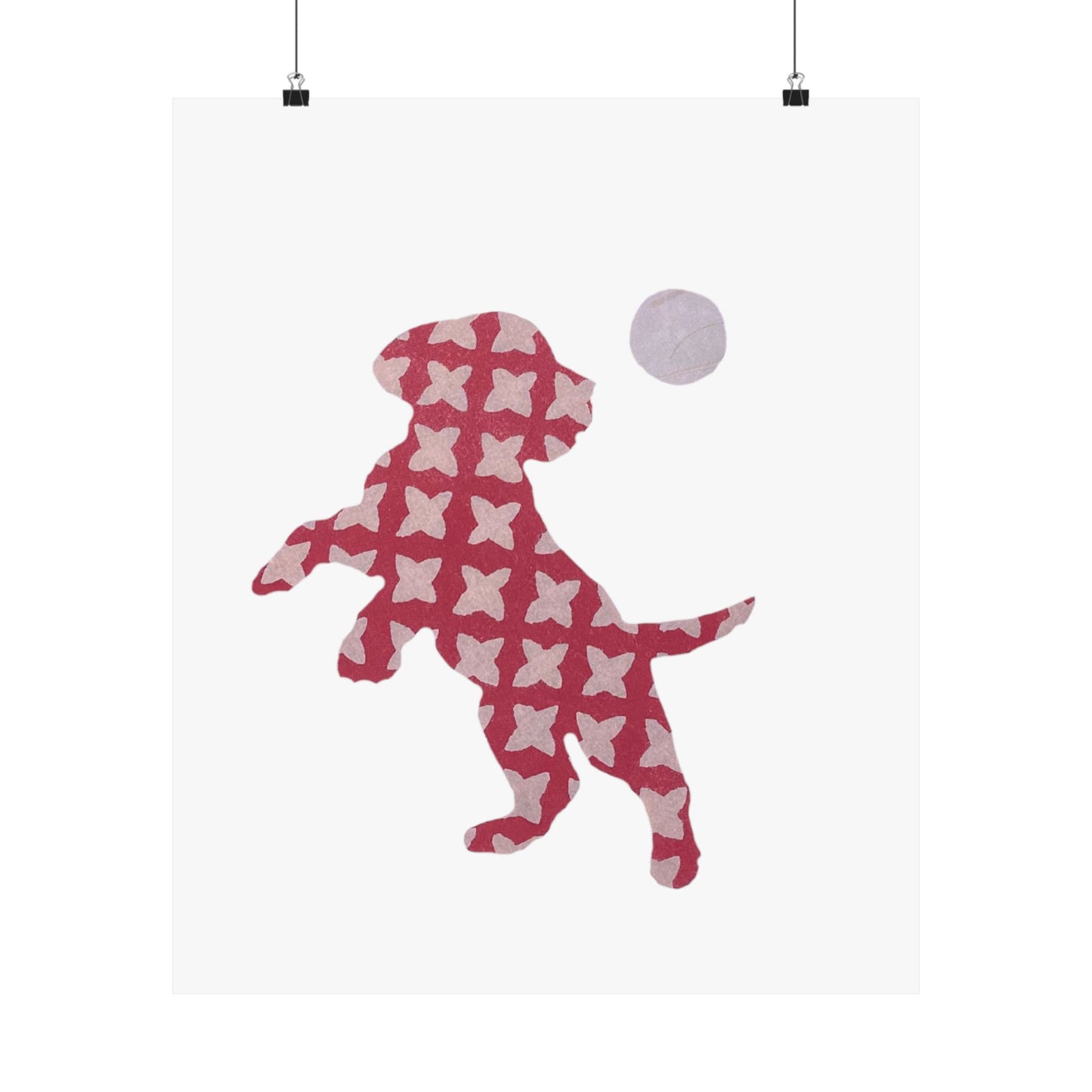 Silhouette POD - Playing Puppy Pink - Matte Vertical Posters