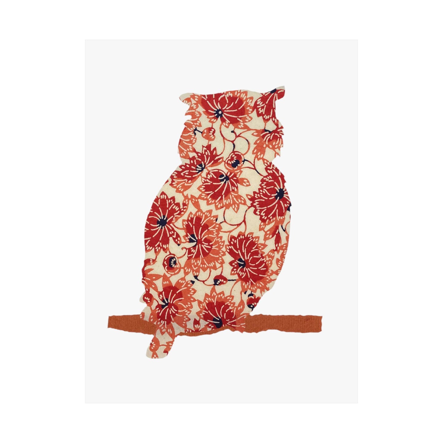Silhouette POD - Owl in orange floral - Matte Vertical Posters