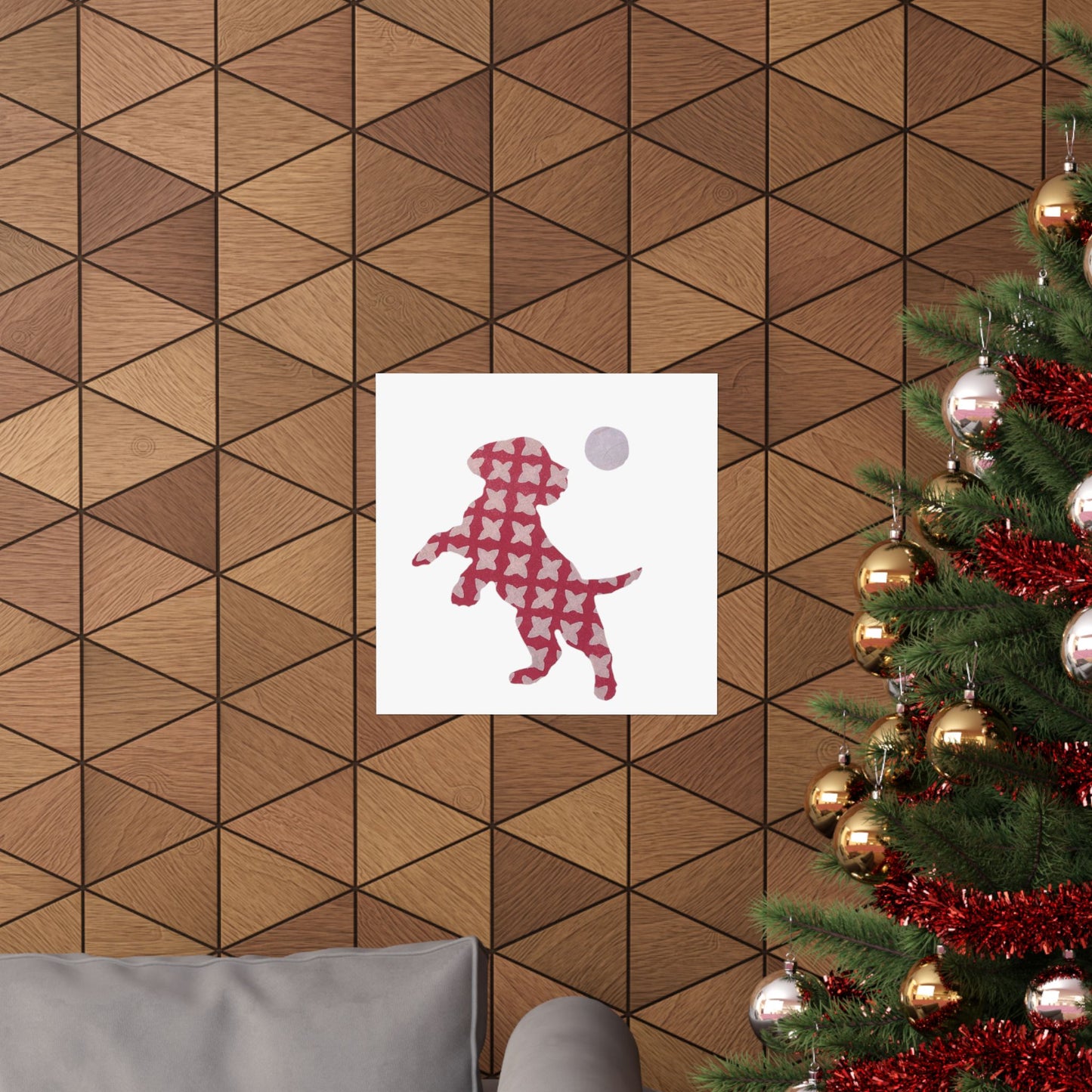 Silhouette POD - Playing Puppy Pink - Matte Vertical Posters