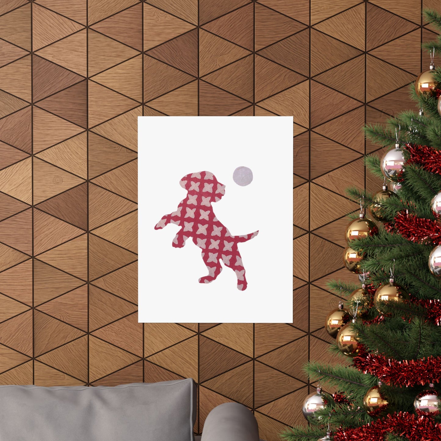 Silhouette POD - Playing Puppy Pink - Matte Vertical Posters