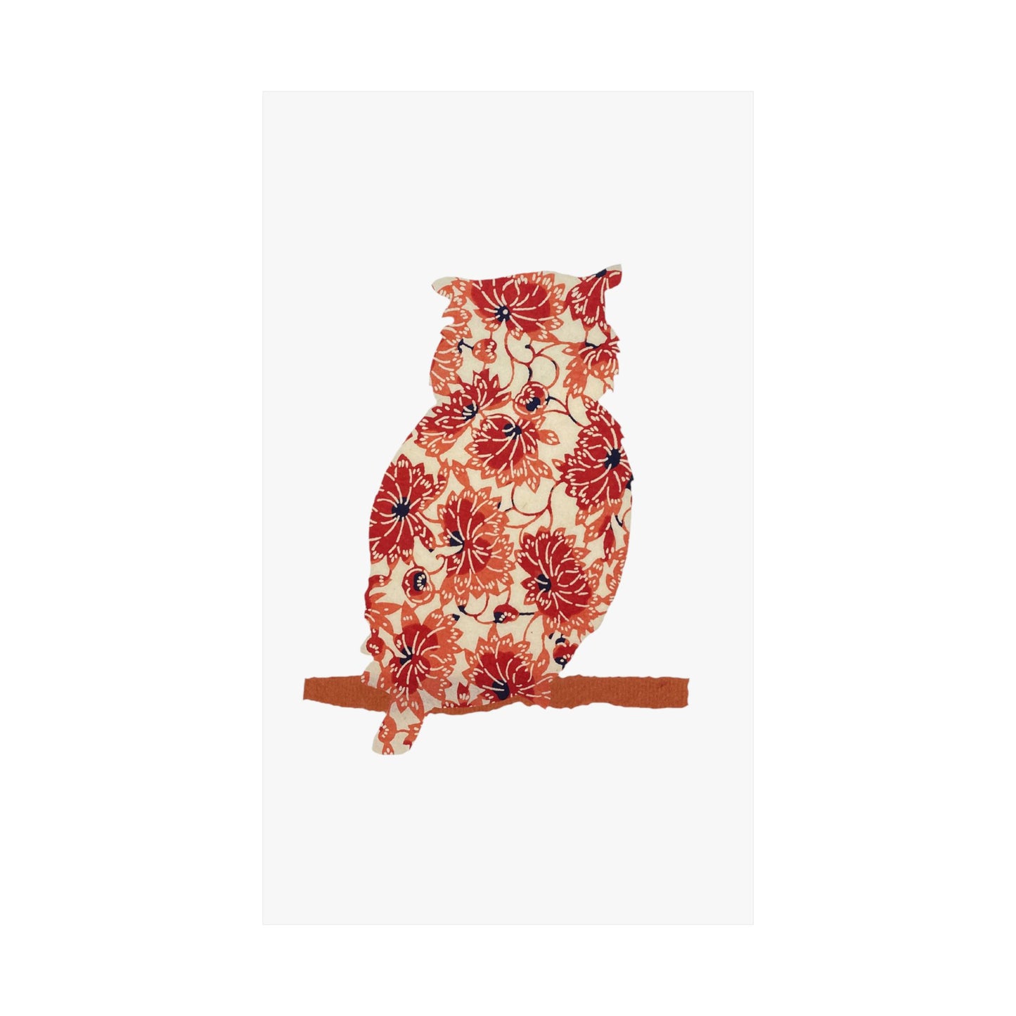 Silhouette POD - Owl in orange floral - Matte Vertical Posters