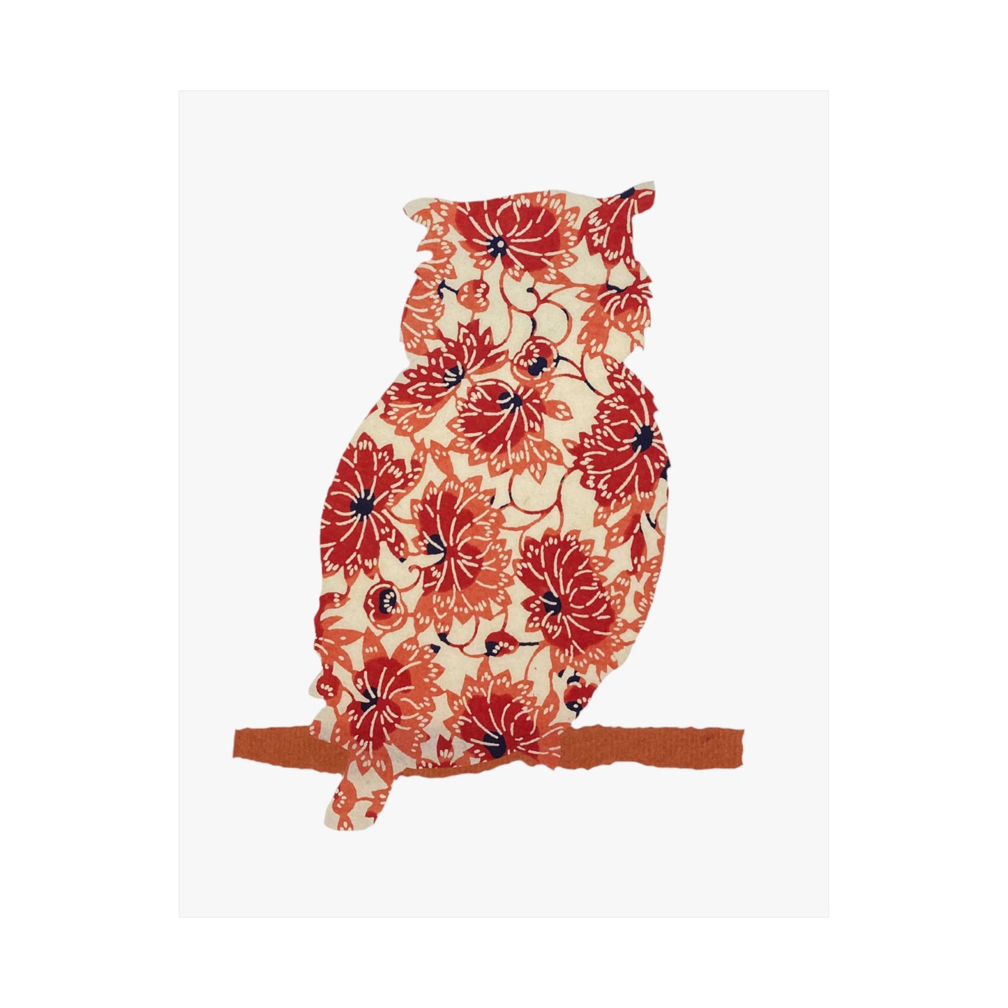 Silhouette POD - Owl in orange floral - Matte Vertical Posters