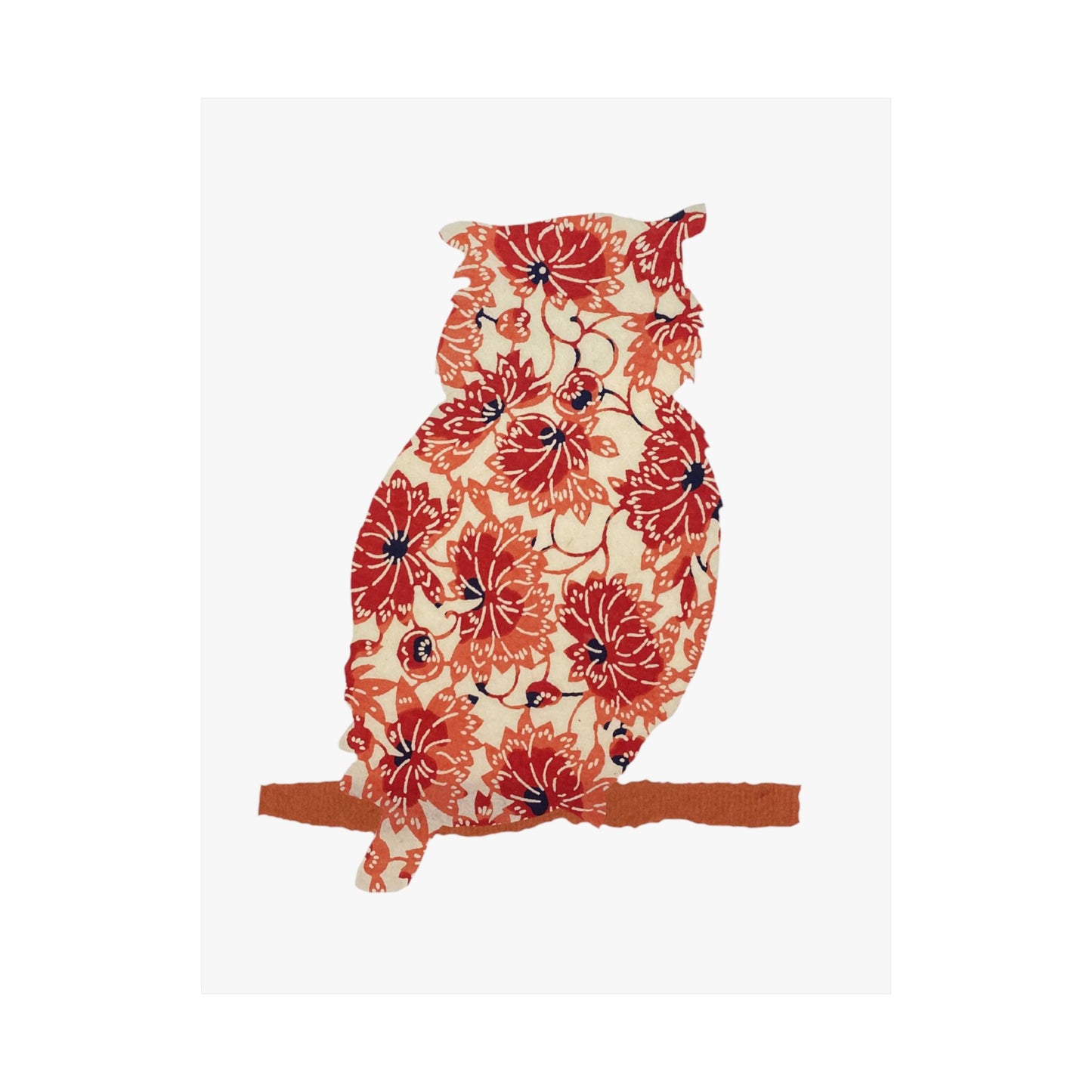 Silhouette POD - Owl in orange floral - Matte Vertical Posters