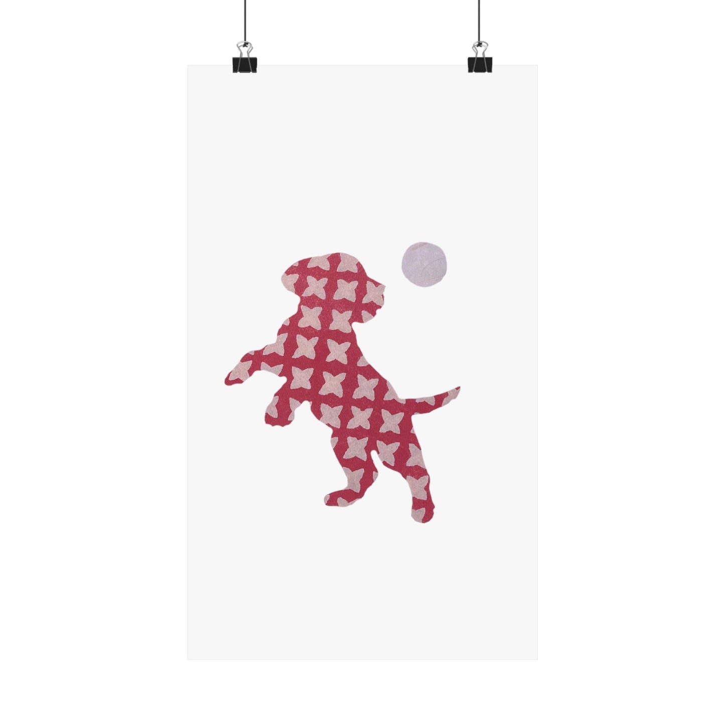 Silhouette POD - Playing Puppy Pink - Matte Vertical Posters
