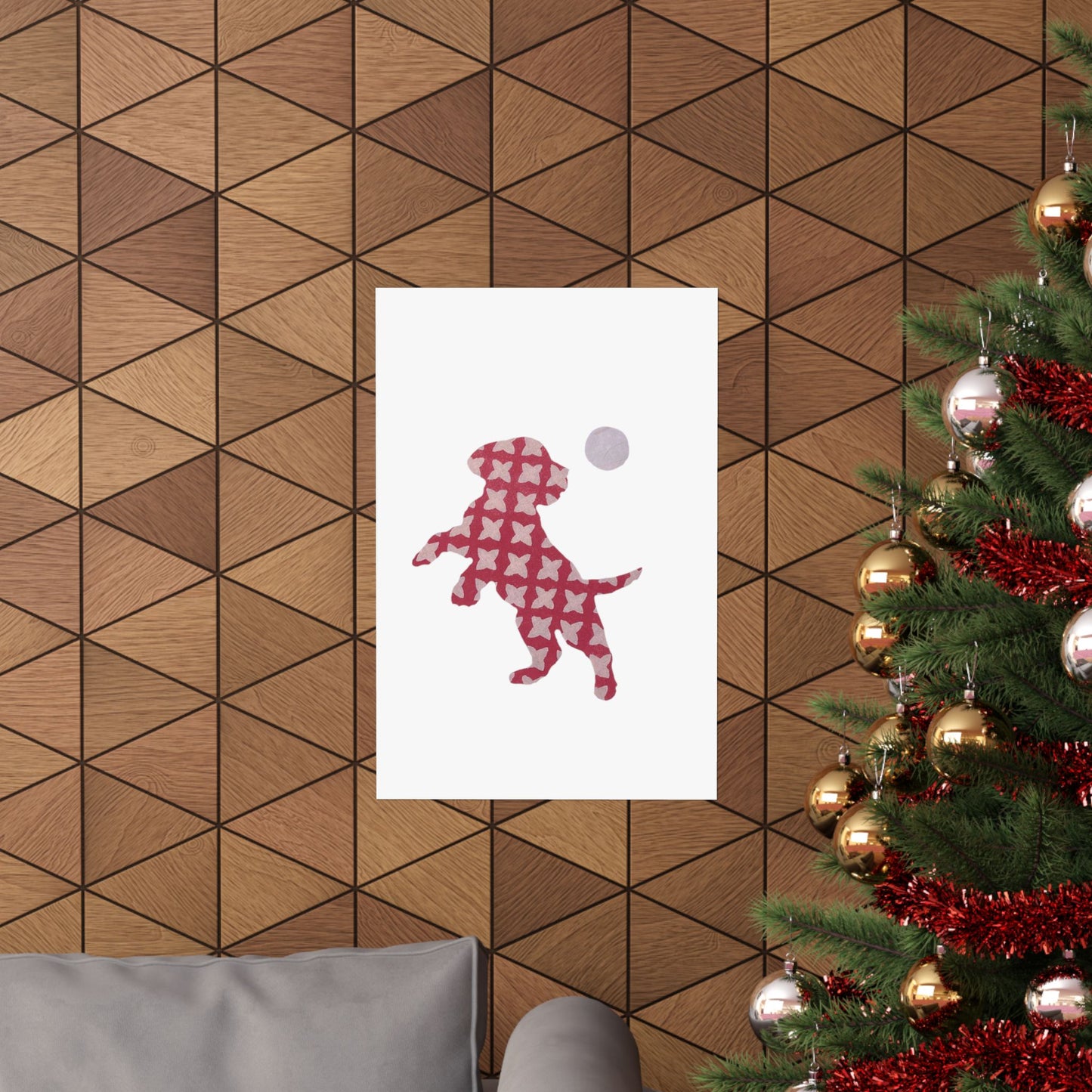 Silhouette POD - Playing Puppy Pink - Matte Vertical Posters