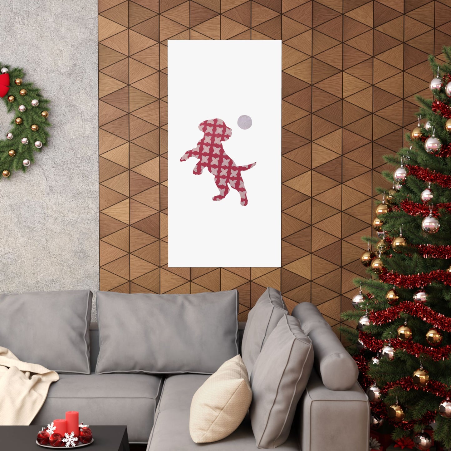 Silhouette POD - Playing Puppy Pink - Matte Vertical Posters