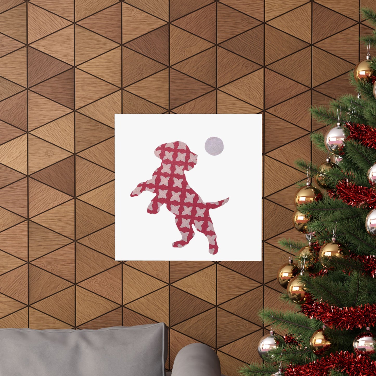 Silhouette POD - Playing Puppy Pink - Matte Vertical Posters