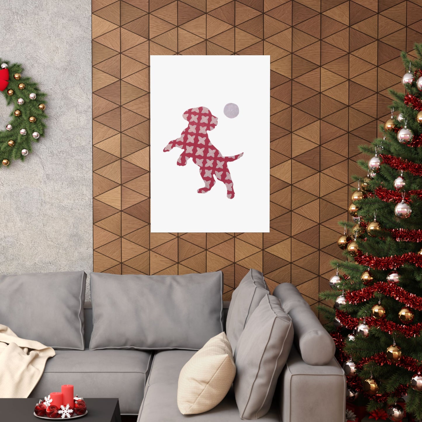 Silhouette POD - Playing Puppy Pink - Matte Vertical Posters