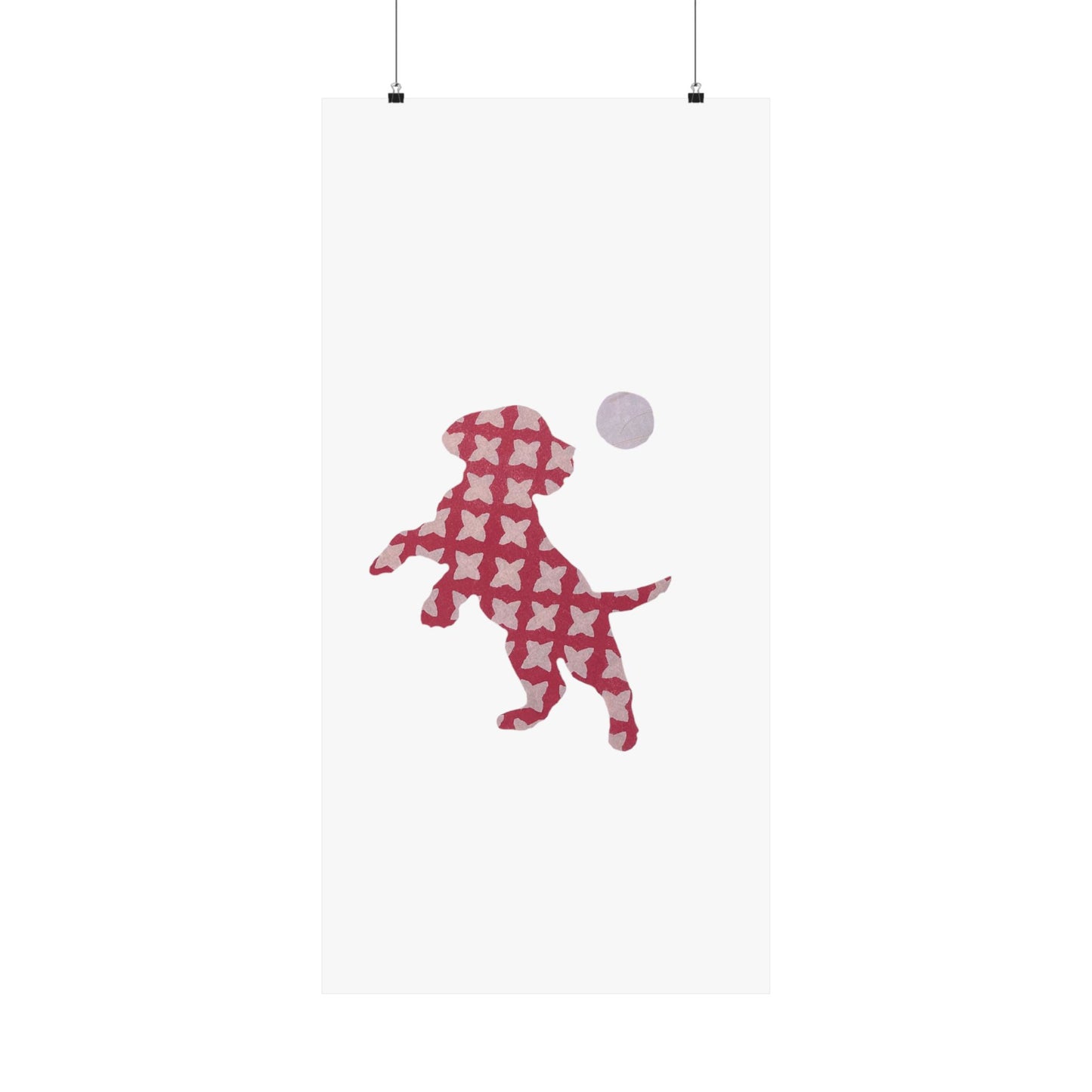 Silhouette POD - Playing Puppy Pink - Matte Vertical Posters
