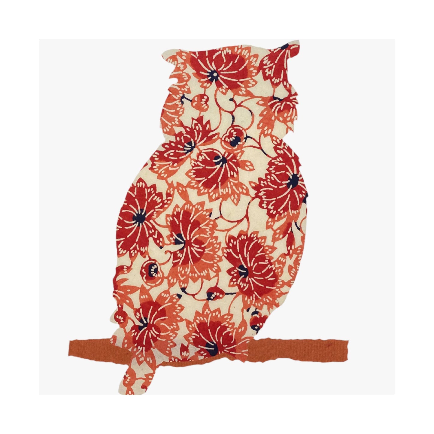 Silhouette POD - Owl in orange floral - Matte Vertical Posters