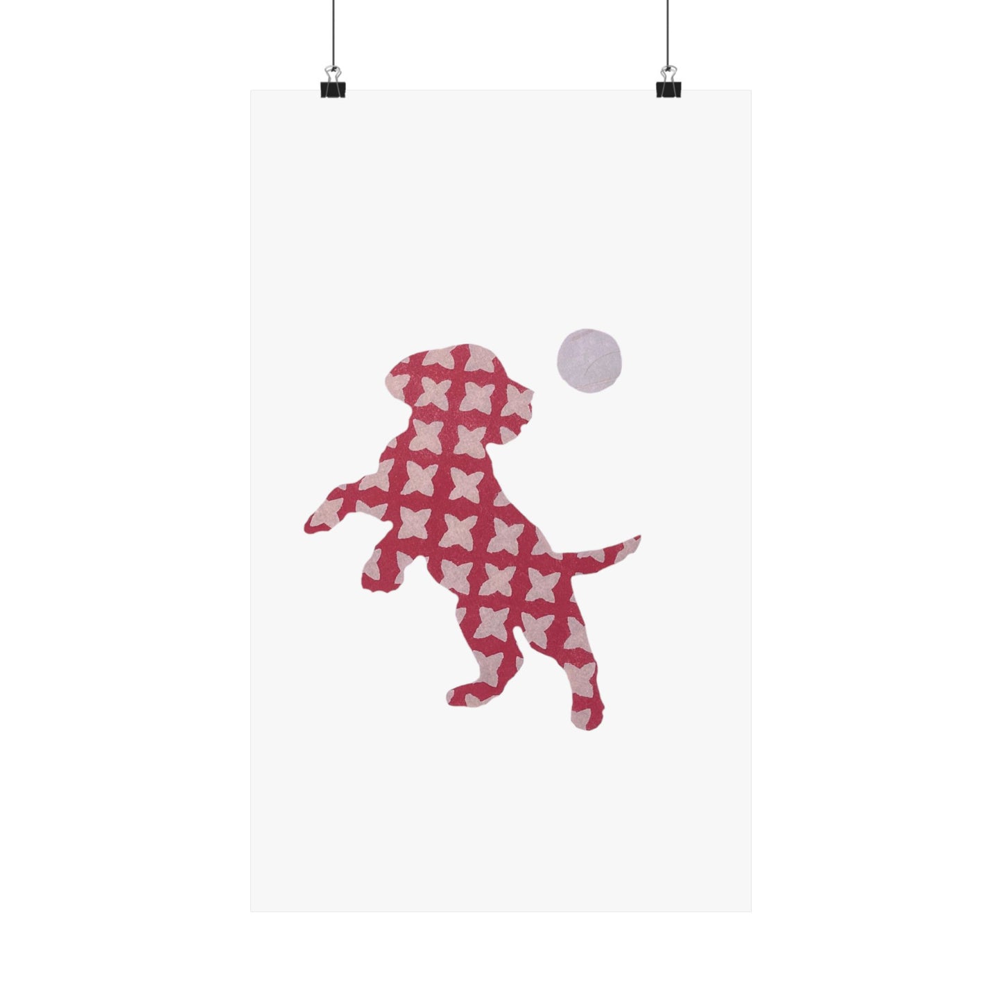 Silhouette POD - Playing Puppy Pink - Matte Vertical Posters