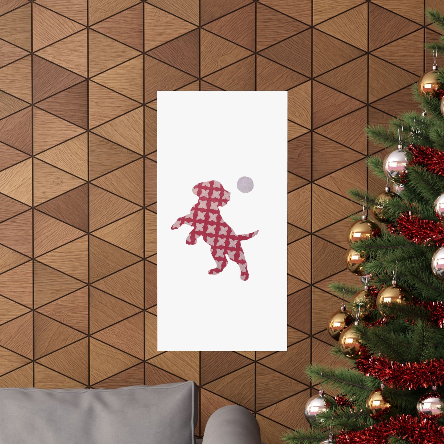 Silhouette POD - Playing Puppy Pink - Matte Vertical Posters
