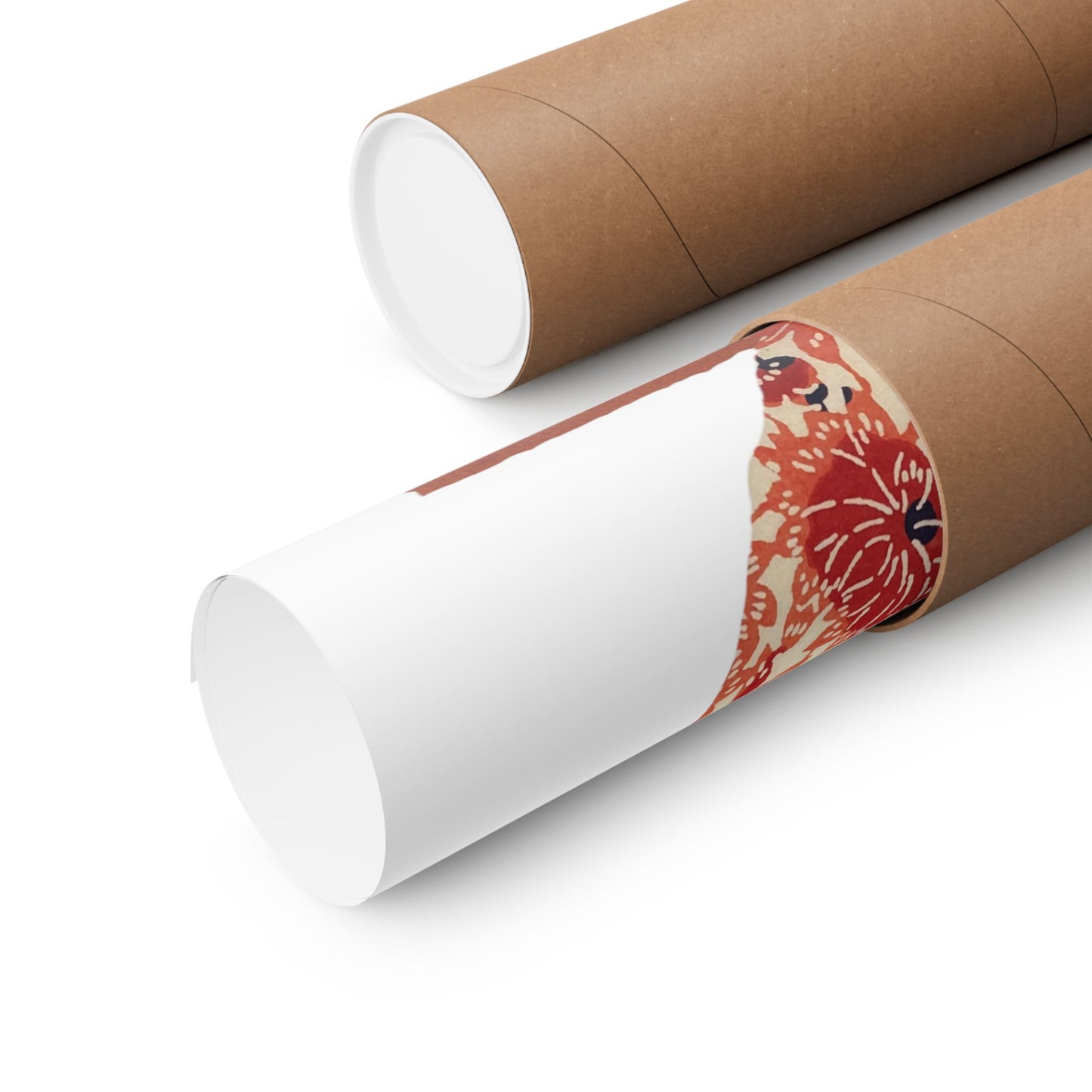 Silhouette POD - Owl in orange floral - Matte Vertical Posters