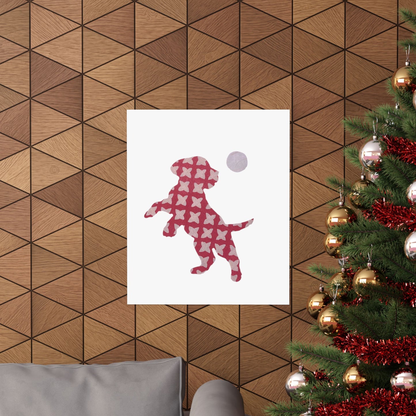 Silhouette POD - Playing Puppy Pink - Matte Vertical Posters